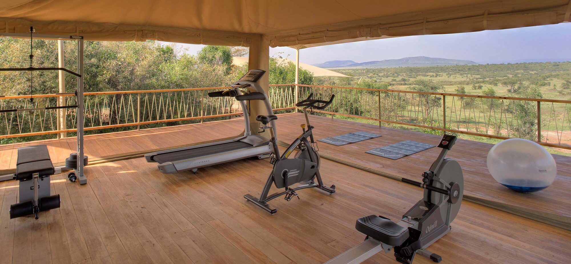 Gym equipment overlooking the views
