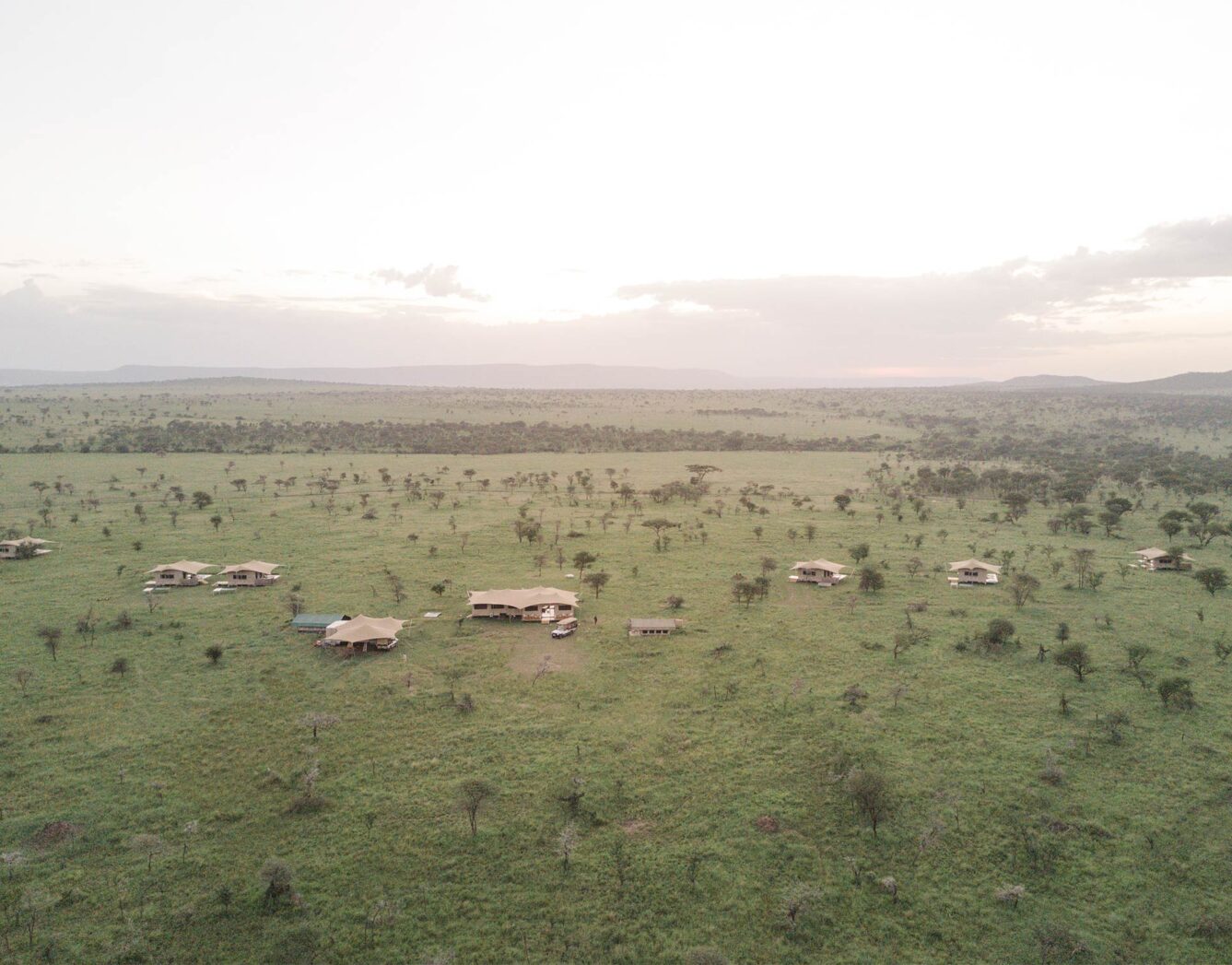 An arial view of the Roving Bushtops camp