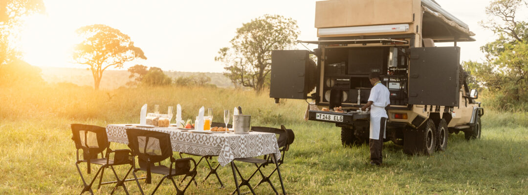 a breakfast table on safari