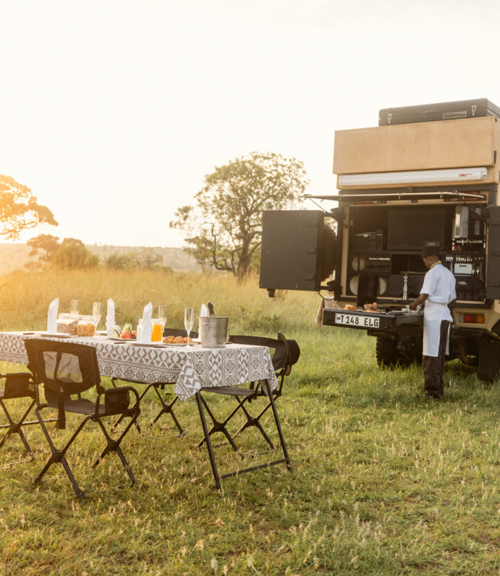 a breakfast table on safari
