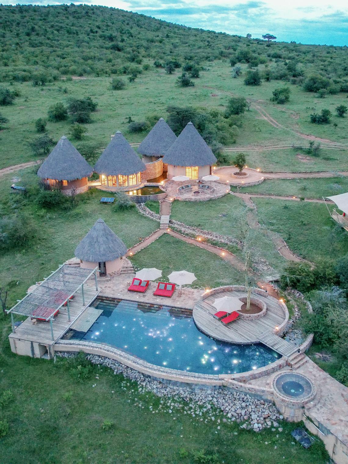 Aerial view over the Amanis Spa at Mara Bushtops 